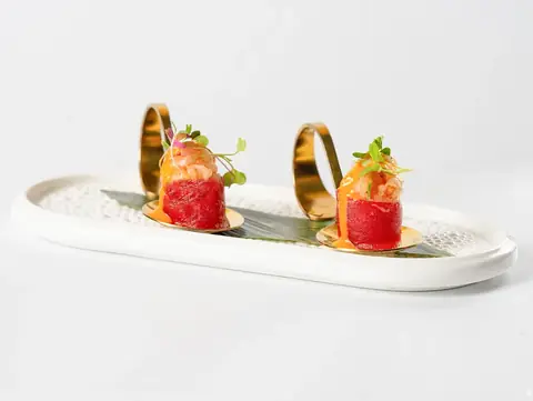 Gunkan de Atún y Gamba Roja